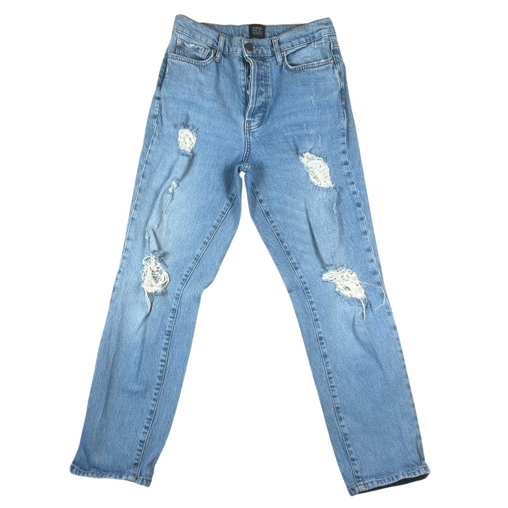 BDG Urban Outfitters High Rise Slim Straight Distressed Jeans Light Wash Size 27